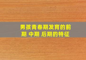 男孩青春期发育的前期 中期 后期的特征